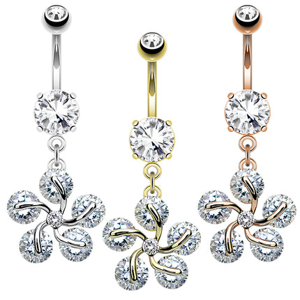 Bauchnabelpiercing Stecker Blütenblätter Kristall Anhänger
