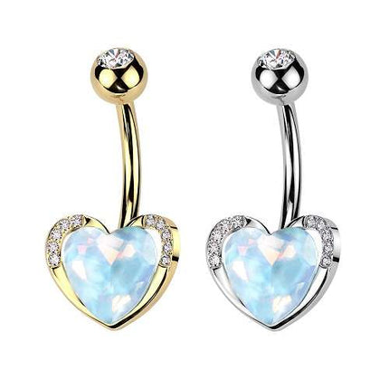 Elegantes Bauchnabelpiercing mit Herz Zirkonia und kleinen Kristallen