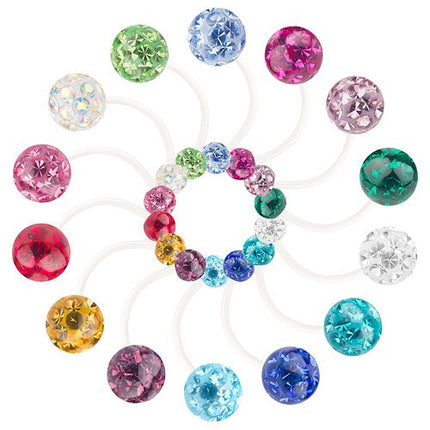 Schwangerschaft Bauchnabelpiercing Flexibel Ferido Kristall Kugeln