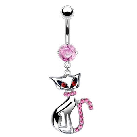 Bauchnabelpiercing Stecker Kristall Katze Anhänger