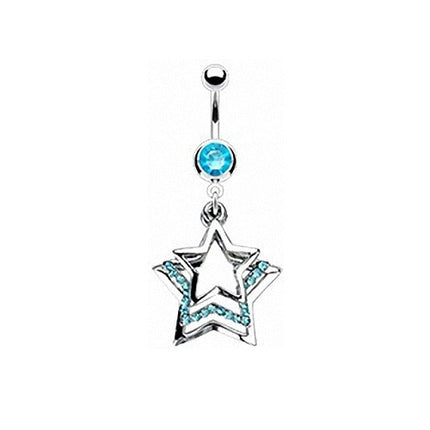 Bauchnabelpiercing 3 Sterne - Aqua