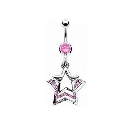 Bauchnabelpiercing 3 Sterne - Pink