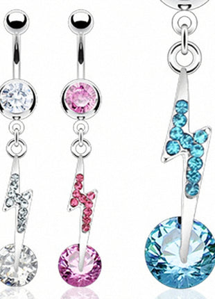 Belly Button Piercing Plug Crystal Biltz Pendant 