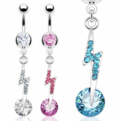 Belly Button Piercing Plug Crystal Biltz Pendant 