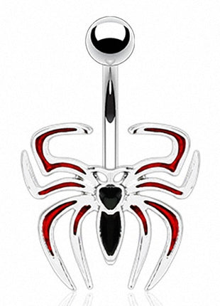 Bauchnabelpiercing Red & Black Spinne