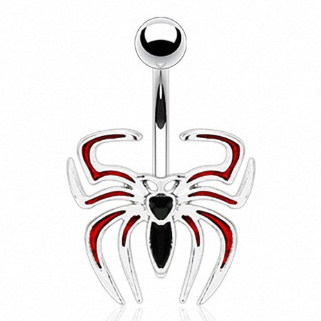 Bauchnabelpiercing Red & Black Spinne