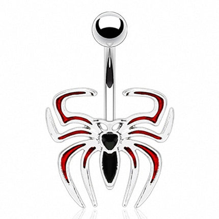 Bauchnabelpiercing Red & Black Spinne