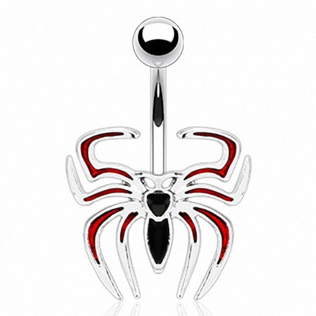 Bauchnabelpiercing Red & Black Spinne