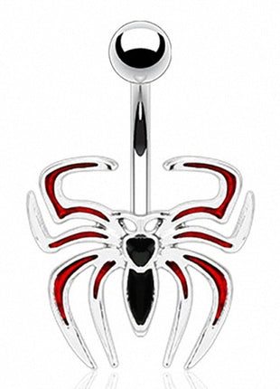 Belly Button Piercing Red &amp; Black Spider 