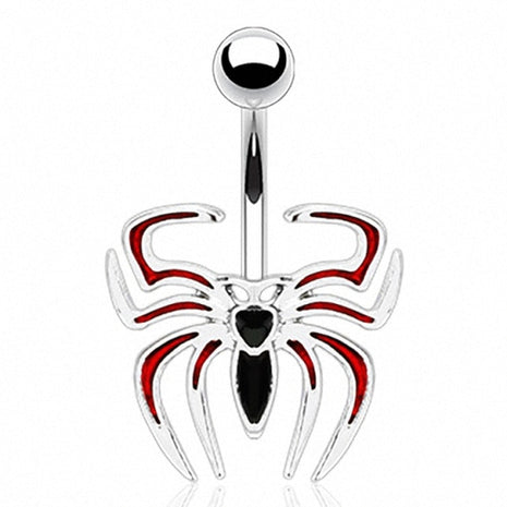 Belly Button Piercing Red &amp; Black Spider 