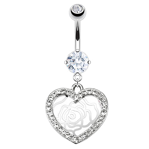 Bauchnabelpiercing Stecker Kristall Herz Rose Anhänger Clear