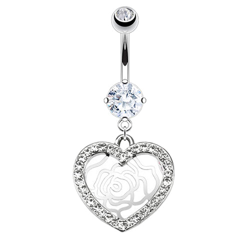 Bauchnabelpiercing Stecker Kristall Herz Rose Anhänger Clear