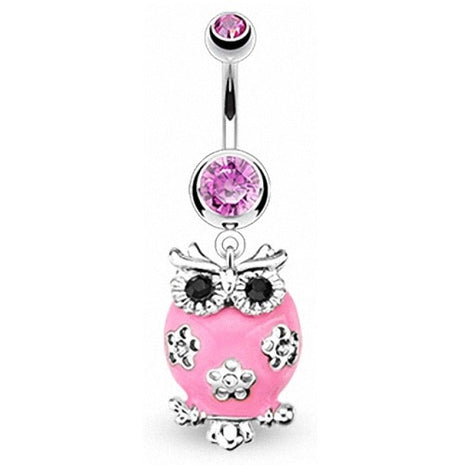 Bauchnabelpiercing Eule - Pink