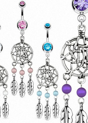 Bauchnabelpiercing Schmuck Stecker Dreamcatcher Tribal Traumfänger Anhänger