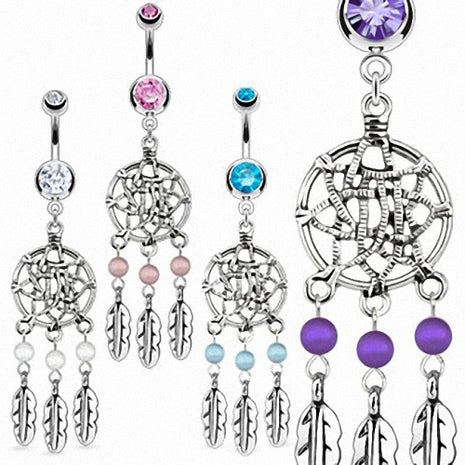 Bauchnabelpiercing Schmuck Stecker Dreamcatcher Tribal Traumfänger Anhänger