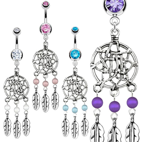 Belly Button Piercing Jewelry Plug Dreamcatcher Tribal Dream Catcher Pendant 