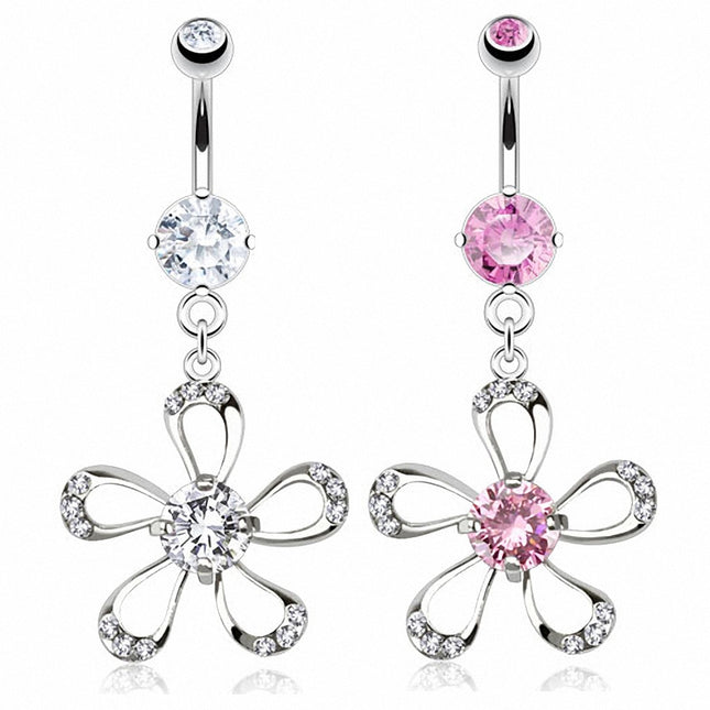 Bauchnabelpiercing Stecker Schmuck Kristall Blume Anhänger