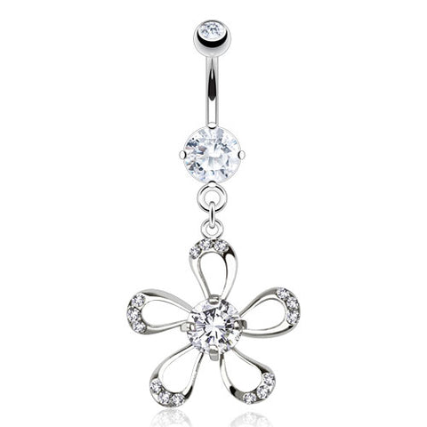 Bauchnabelpiercing Stecker Schmuck Kristall Blume Anhänger