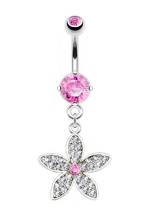 Bauchnabelpiercing Blume - Pink