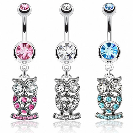 Belly Button Piercing Multi Jewelry Crystal Owl Pendant 