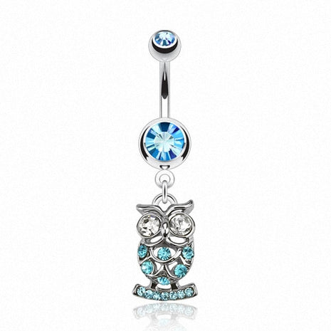 Bauchnabelpiercing Eule - Aqua