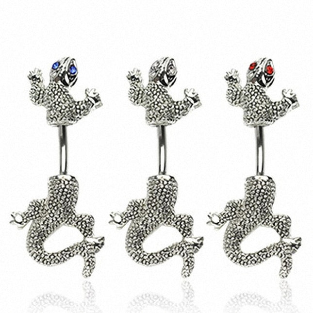 Bauchnabelpiercing Stecker Eidechse Kristall Augen