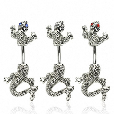 Belly Button Piercing Stud Lizard Crystal Eyes 