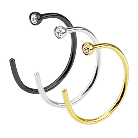 Fake Nasenring Nasenpiercing Hoop Ring mit Kristall