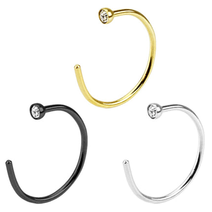 Fake Nasenring Nasenpiercing Hoop Ring mit Kristall