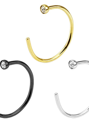 Fake Nose Ring Nose Piercing Hoop Ring with Crystal 