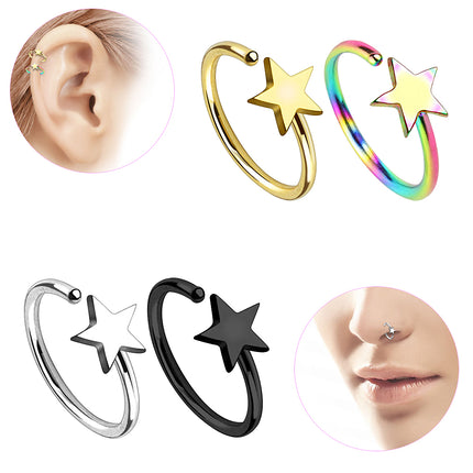 Nasenpiercing Ring Helix Ohr Stecker mit Stern