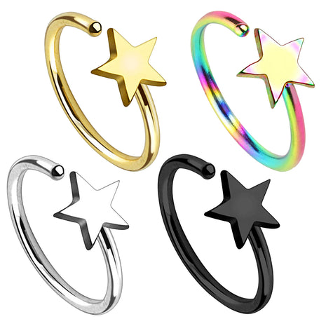 nose piercing ring helix ear stud with star 