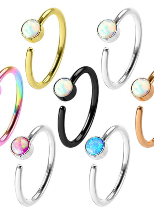 Nose Piercing Septum Universal Ring with Opal Stone 