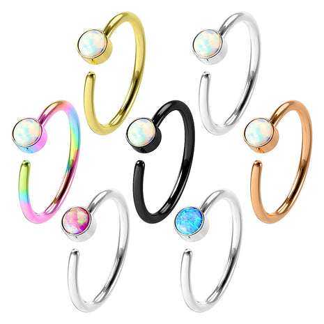 Nose Piercing Septum Universal Ring with Opal Stone 