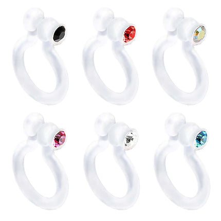 Fake Nasenring Nasenpiercing Klemmring Bioflex mit Kristall