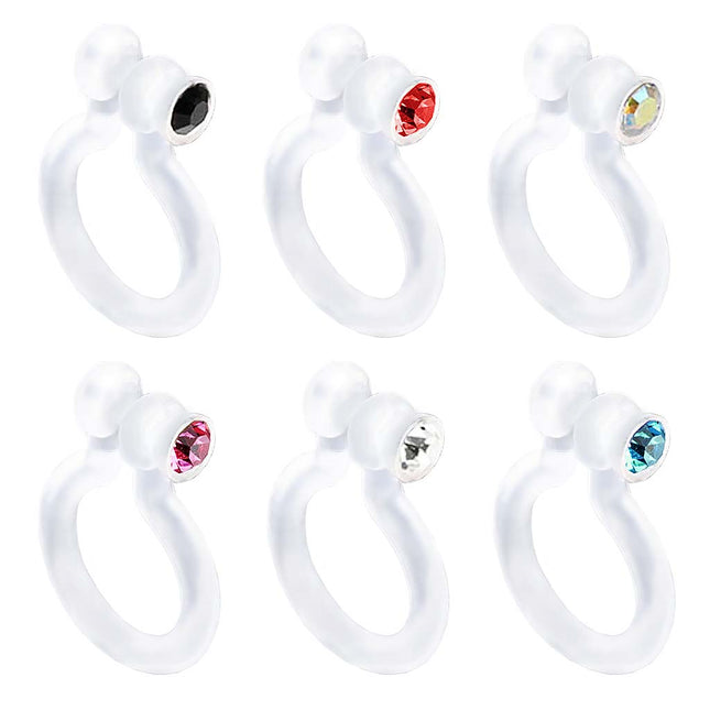 Fake Nasenring Nasenpiercing Klemmring Bioflex mit Kristall