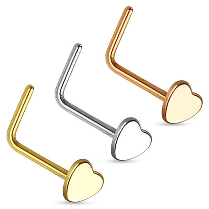 Nasenpiercing Stecker gebogen Nasenstecker mit Herz