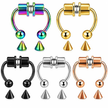 Fake Septum Piercing – Magnetischer Nasenring mit Kugel- & Spike-Aufsätzen