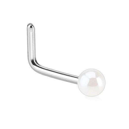 Nasenpiercing Schmuck Stecker Stud Perlmutt Perlen Design gebogen