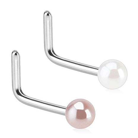 Nasenpiercing Schmuck Stecker Stud Perlmutt Perlen Design gebogen