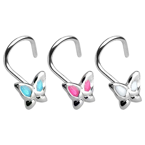 925 Silver Nose Piercing Stud Butterfly 