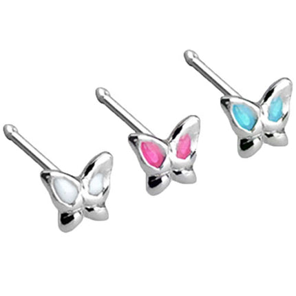 925 Silber Nasenpiercing Nostril Stecker Schmetterling