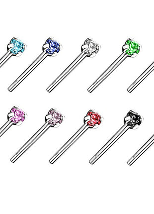 Real 925 silver nose piercing plug with zirconia crystal 