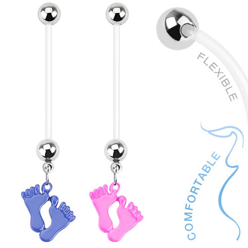 Schwangerschaft Bauchnabelpiercing Flexibel Babyfüße Anhänger