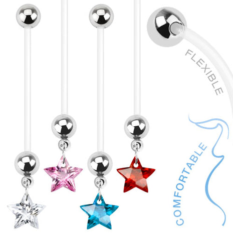 Pregnancy Belly Button Piercing with Crystal Star Pendant 