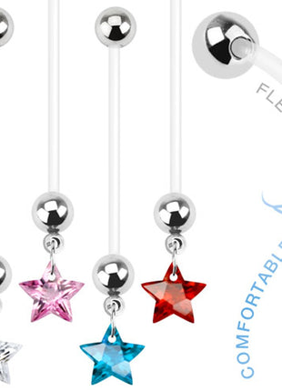 Pregnancy Belly Button Piercing with Crystal Star Pendant 