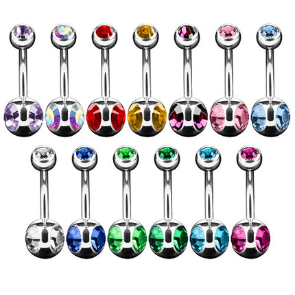 Bauchnabelpiercing Banane Stecker Dreifach Multi Kristall