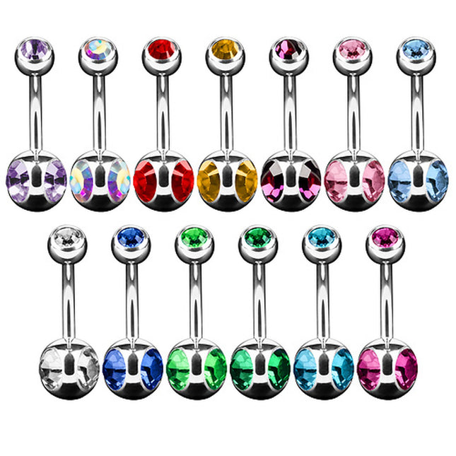 Bauchnabelpiercing Banane Stecker Dreifach Multi Kristall