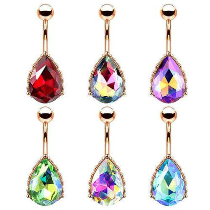 Bauchnabelpiercing Rosegold Piercing Stecker Vintage Zirkonia Kristall Tropfen