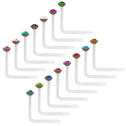 Nasenpiercing Stecker Bioflex Weiß mit Kristall